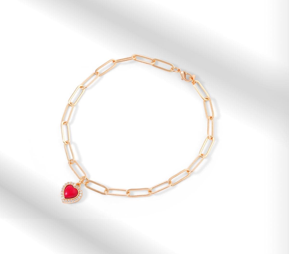 Pyaar Heart Anklet in rose gold tone