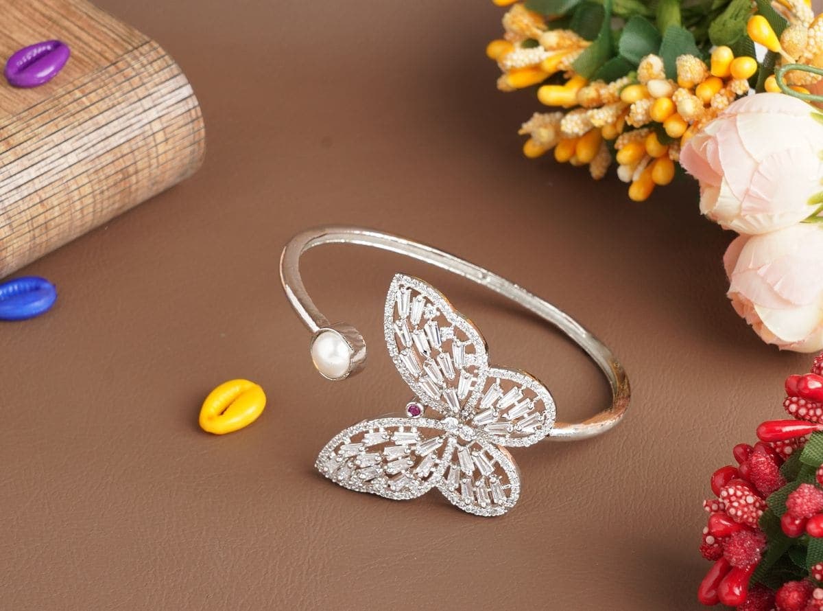 Titli Butterfly Anklet in silver tone
