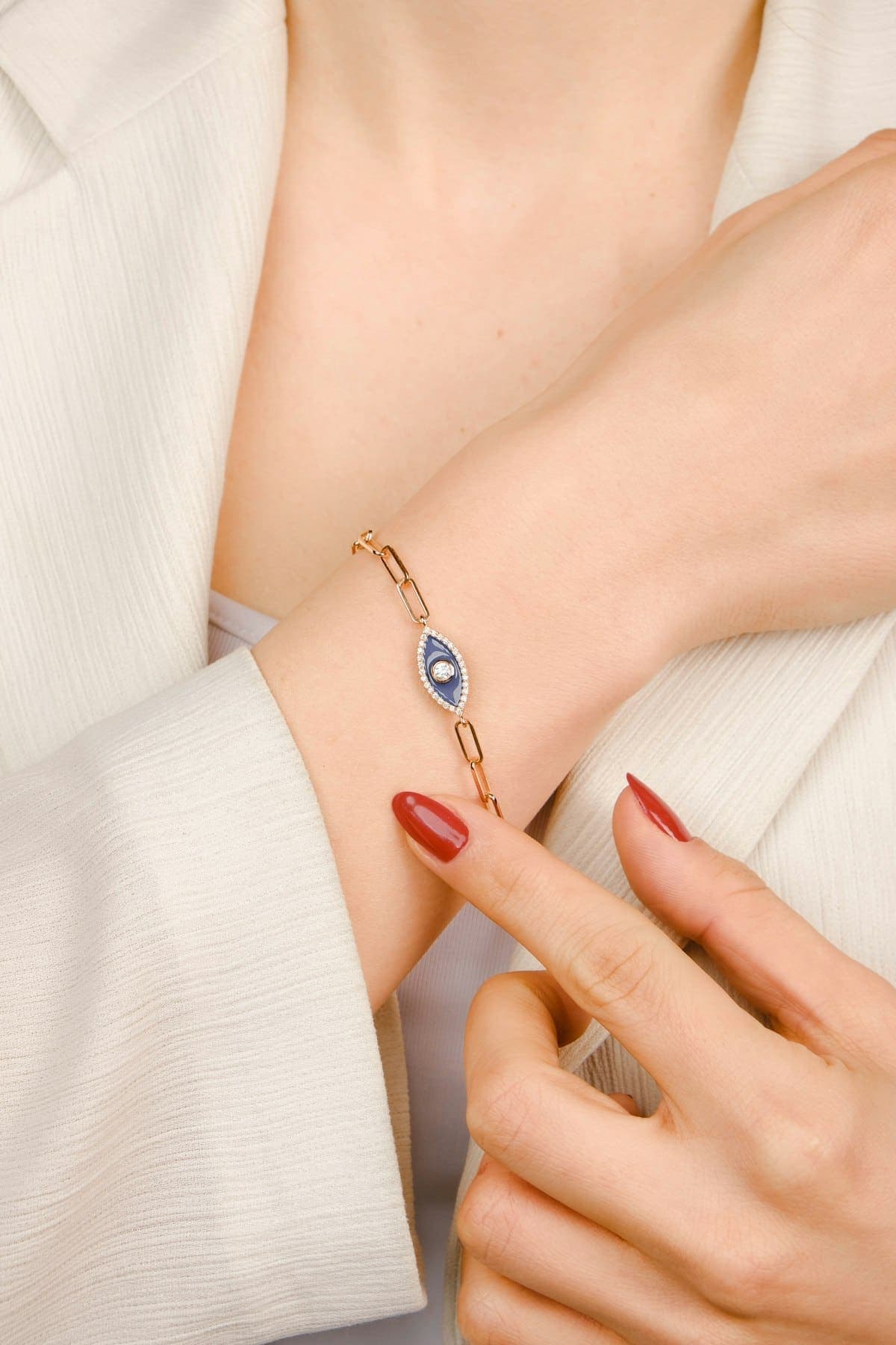 Aashi Evil Eye Bracelet in gold tone
