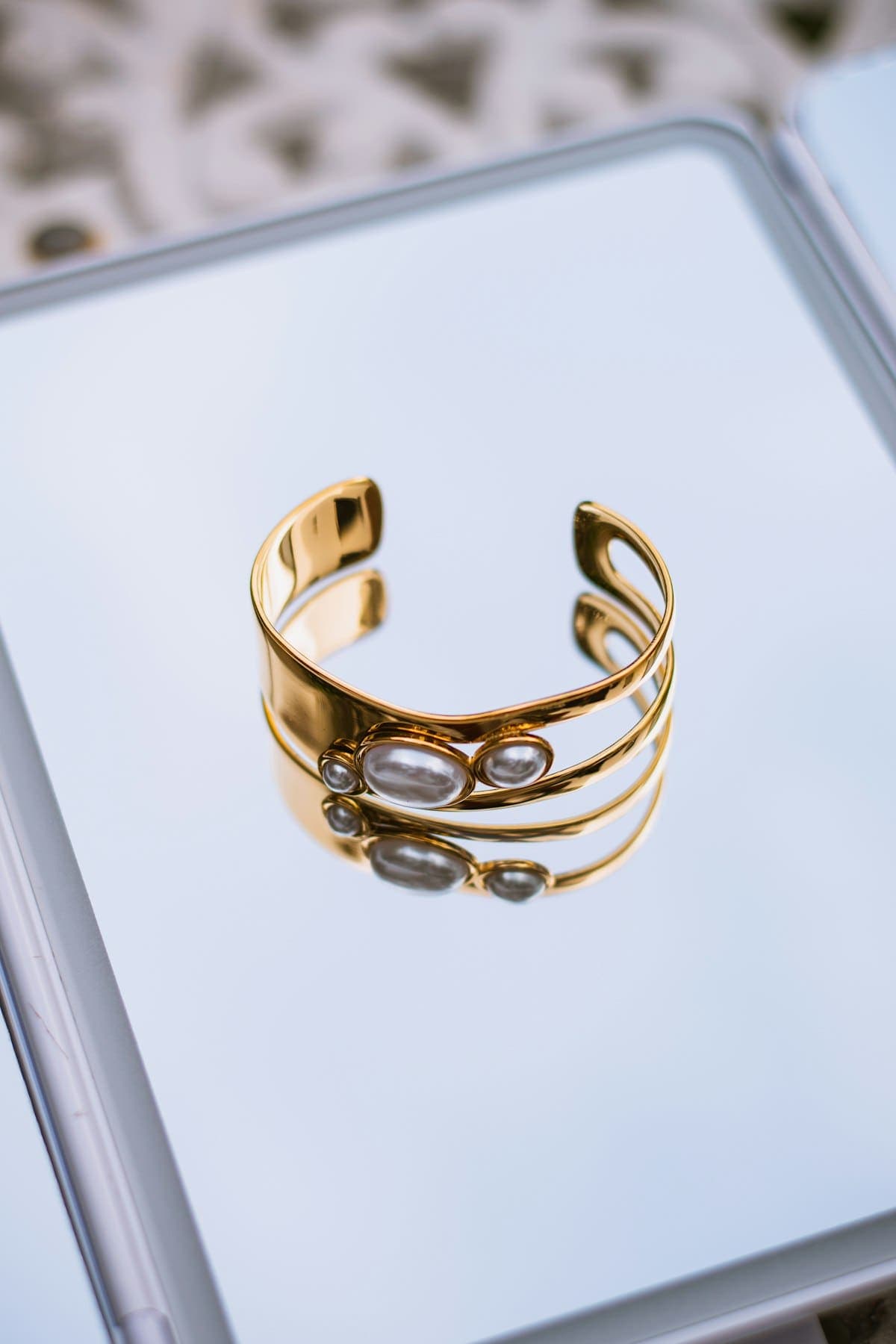 Ruhi Bangle Cuff in gold tone