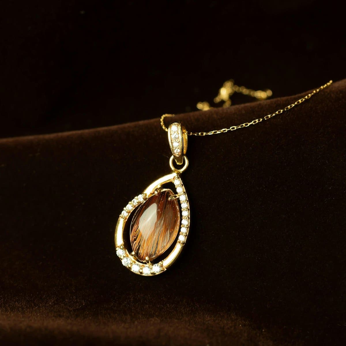 Bindu Teardrop Pendant in rose gold tone