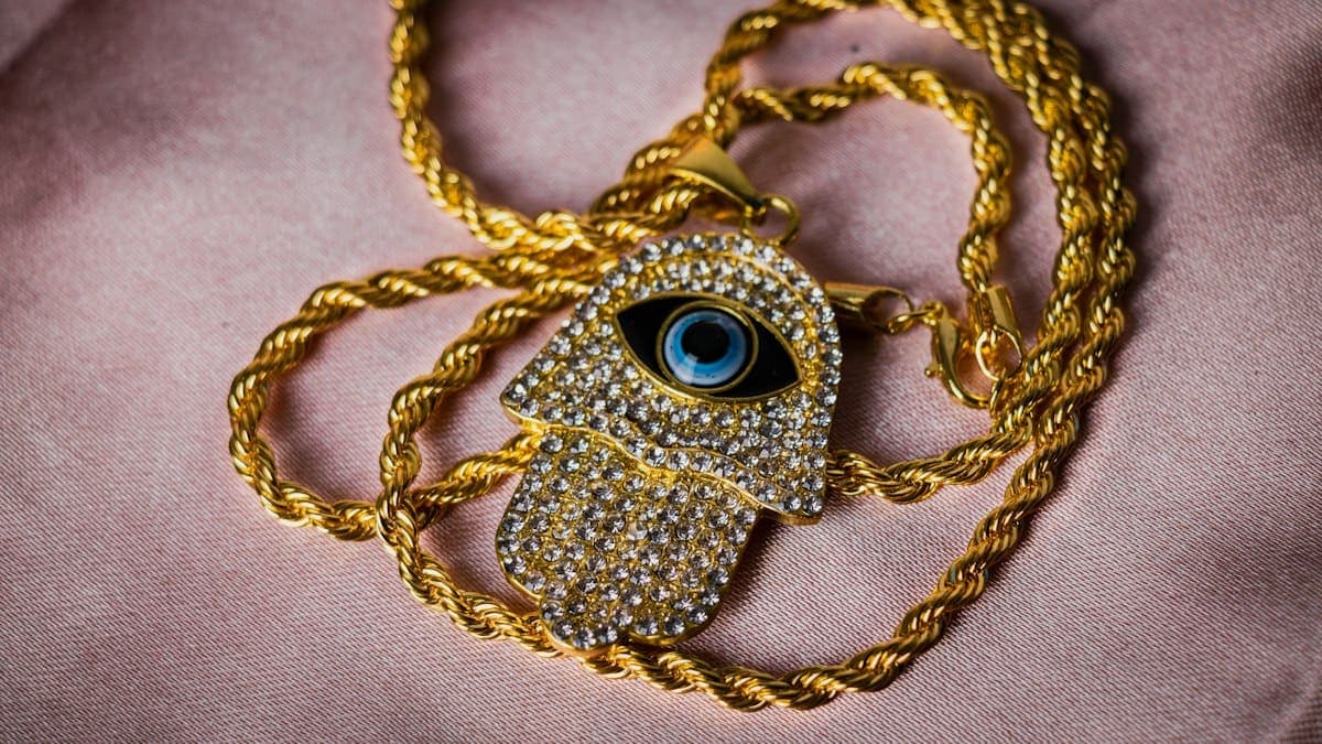 Nazar Evil Eye Pendant in gold tone