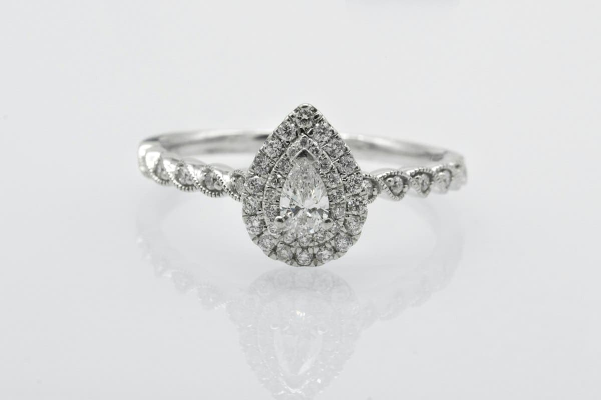 Ananya Halo Ring in silver tone