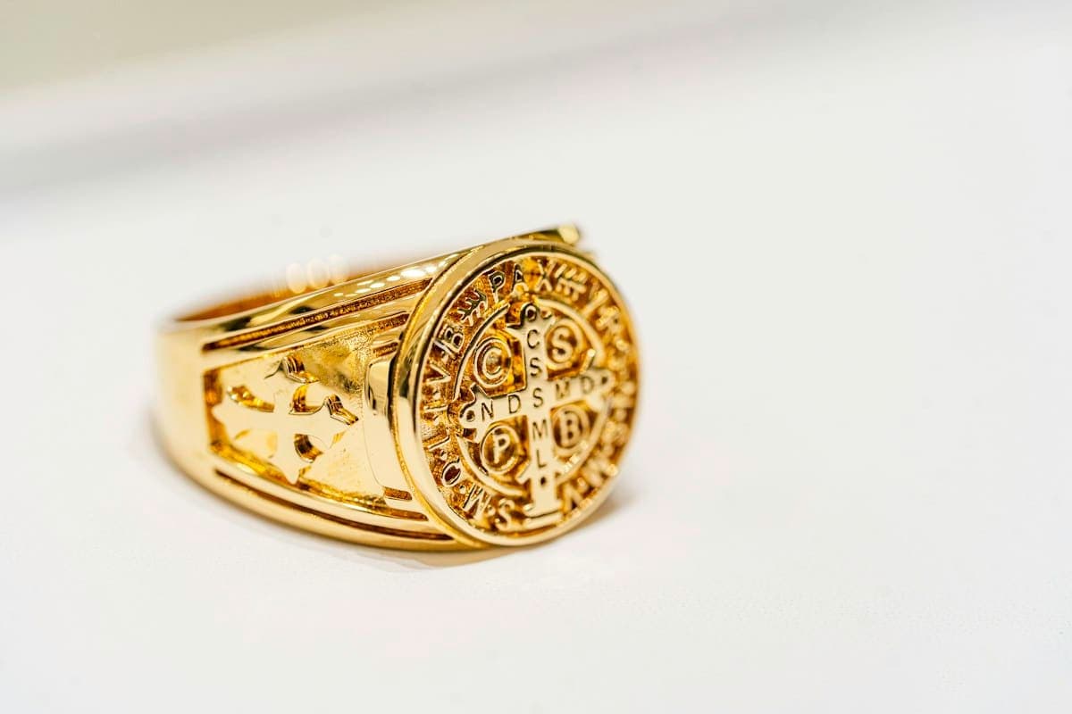 Meher Signet Ring in gold tone