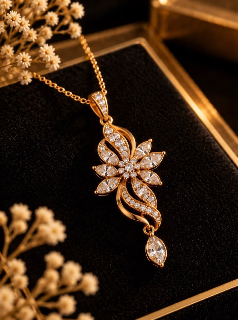 Floral Drop Pendant Necklace